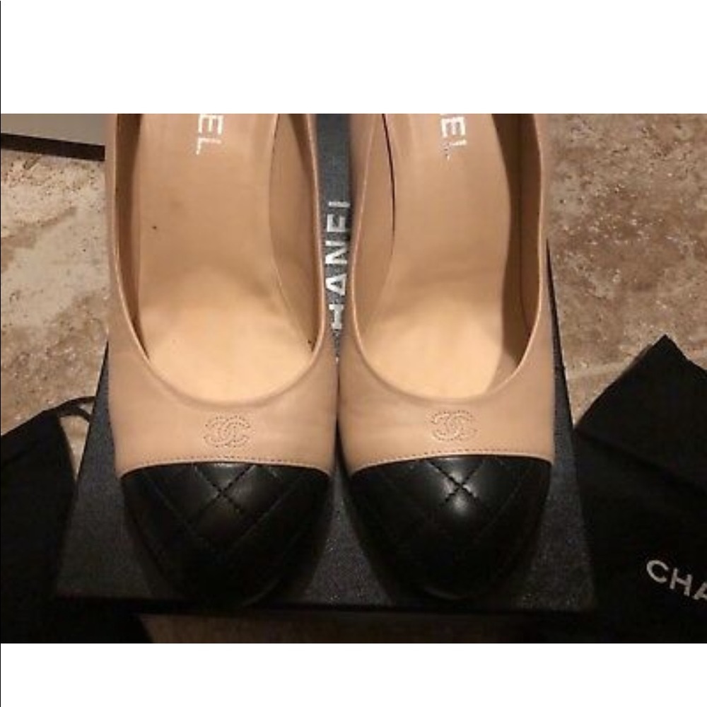 Chanel 2-tone pearl shoes